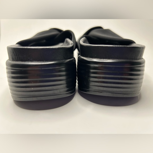 Donald Pliner Black Leather Twisted Knot Fabric Platform Sandal Heel Size 8M - Picture 8 of 8